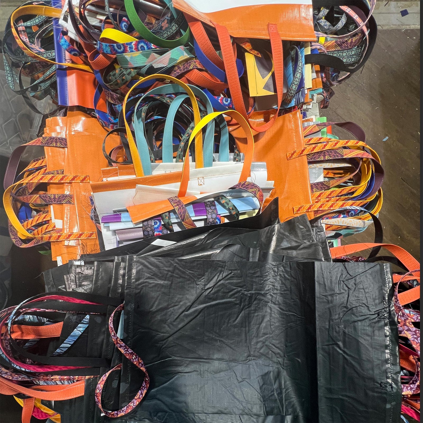 Materials and people working inside Public Thread Lab